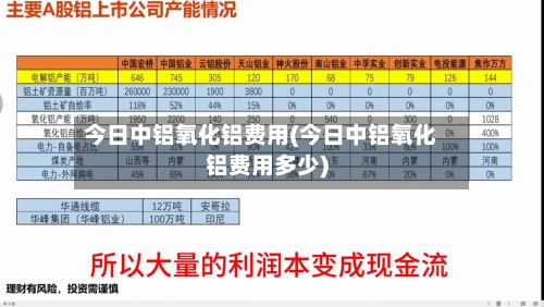 今日中铝氧化铝费用(今日中铝氧化铝费用多少)
