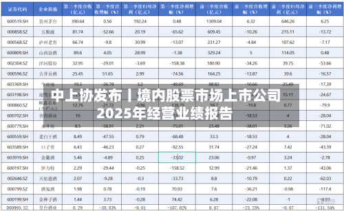 中上协发布丨境内股票市场上市公司2025年经营业绩报告