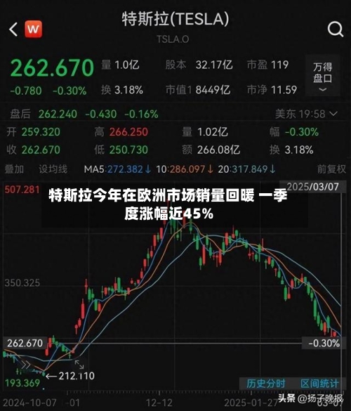 特斯拉今年在欧洲市场销量回暖 一季度涨幅近45%