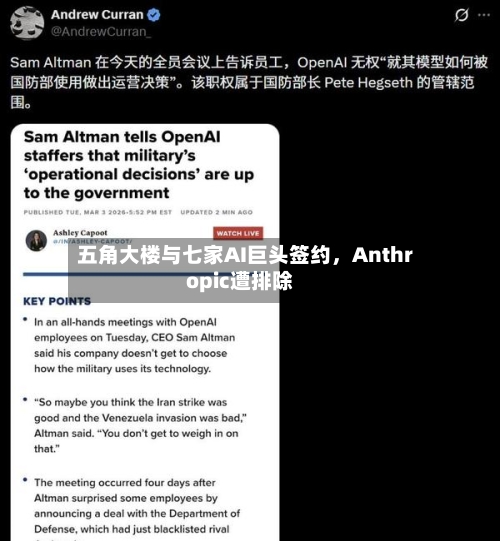 五角大楼与七家AI巨头签约，Anthropic遭排除-第3张图片