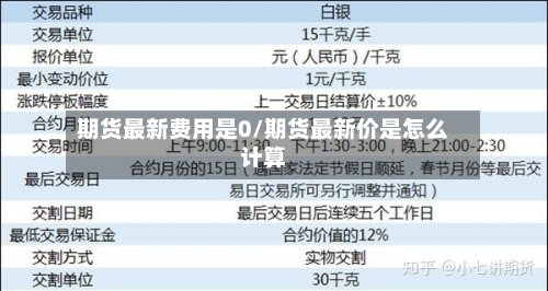 期货最新费用是0/期货最新价是怎么计算