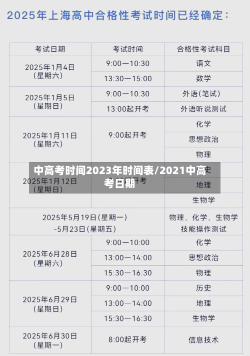 中高考时间2023年时间表/2021中高考日期