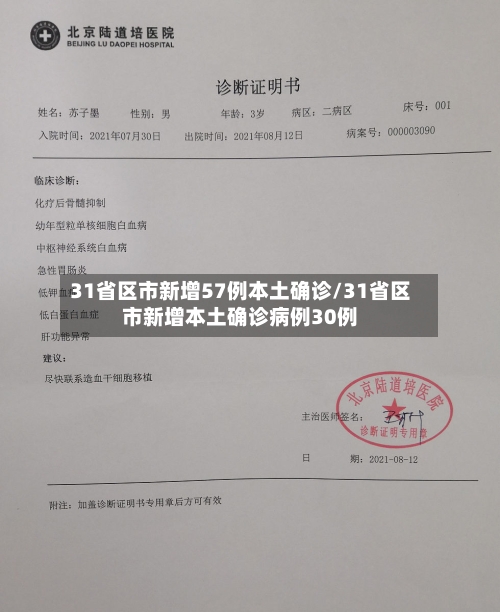 31省区市新增57例本土确诊/31省区市新增本土确诊病例30例
