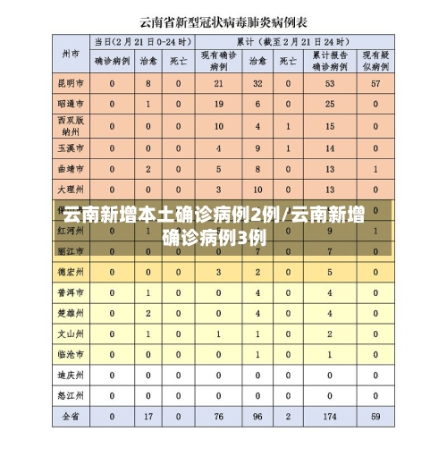 云南新增本土确诊病例2例/云南新增确诊病例3例