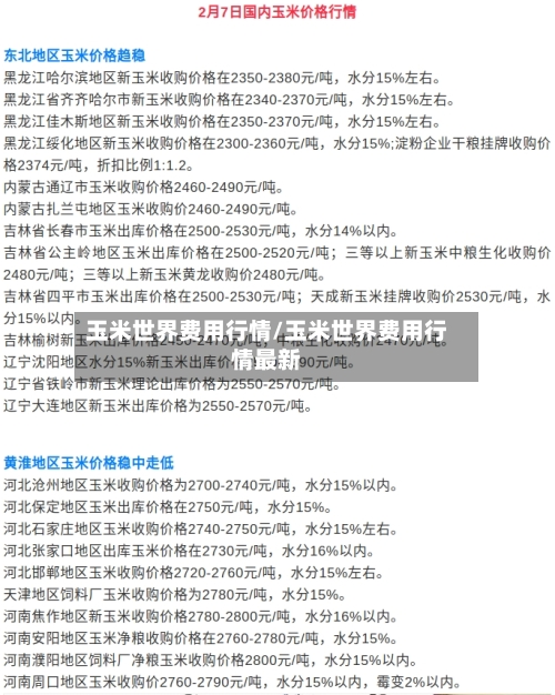 玉米世界费用行情/玉米世界费用行情最新