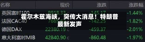 霍尔木兹海峡，突传大消息！特朗普最新发声