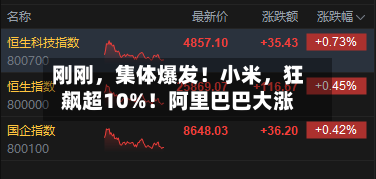 刚刚，集体爆发！小米，狂飙超10%！阿里巴巴大涨-第2张图片