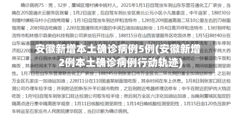 安徽新增本土确诊病例5例(安徽新增2例本土确诊病例行动轨迹)