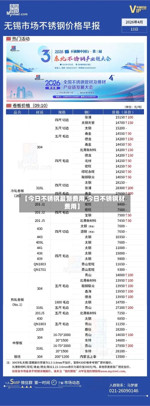 【今日不锈钢最新费用,今日不锈钢材费用】