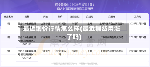 最近铜价行情怎么样(最近铜费用涨了吗)-第3张图片