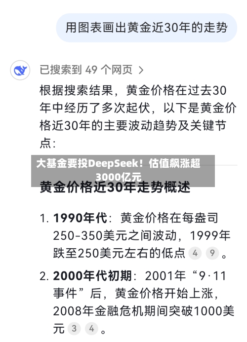 大基金要投DeepSeek！估值飙涨超3000亿元