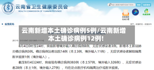 云南新增本土确诊病例5例/云南新增本土确诊病例12例!