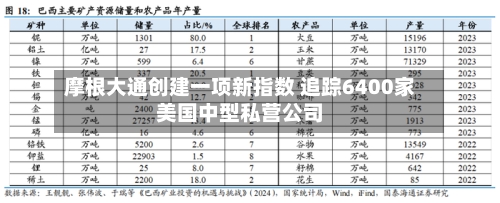 摩根大通创建一项新指数 追踪6400家美国中型私营公司