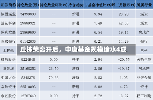 丘栋荣离开后，中庚基金规模缩水4成-第2张图片