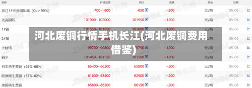 河北废铜行情手机长江(河北废铜费用借鉴)