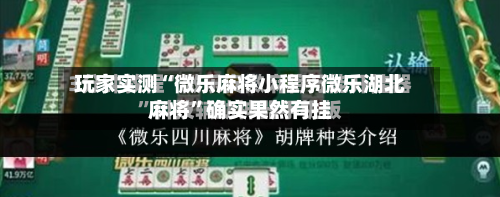 玩家实测“微乐麻将小程序微乐湖北麻将”确实果然有挂-第2张图片